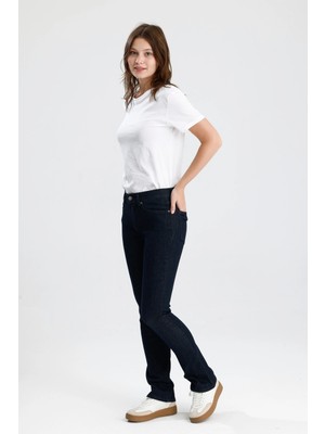 #kadınpantolon Koyu Indigo Denim Boot Cut Kesim MONICA24 Rahat Kadın Jean Pantolon
