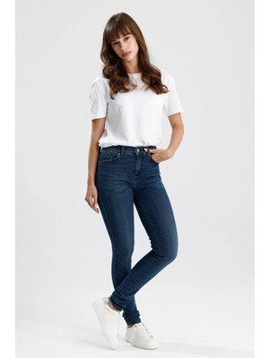 #kadınjean Az Kullanılmış Renkte Koyu Indigo Denim Skinny Fit Kesim MIRA12 Rahat Kadın Jean Pantolon
