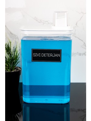 Dolkin Home Kendinden Ölçekli Deterjan Kutusu Sıvı Deterjan Etiketli 3000ML Mika Deterjanlık Yumuşatıcı Kutusu