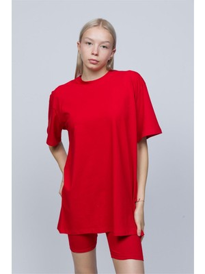 Obje Kadın Kırmızı Oversize T-Shirt