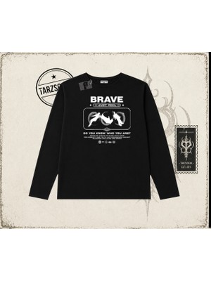 Tarzsokak Unisex Brave Biskilet Yaka  Long Sleeve Beyaz
