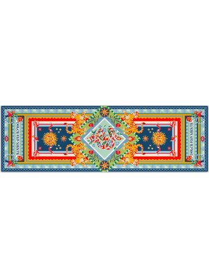 Baci Milano Dolce Far Niente Güneş Desenli Renkli Pamuklu ve Polyester Runner 48 x 150 cm