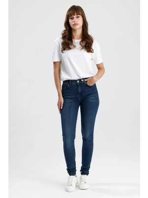 #kadınjean Az Kullanılmış Renkte Koyu Indigo Denim Skinny Fit Kesim MIRA12 Rahat Kadın Jean Pantolon
