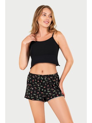 Obje Kadın Siyah Ip Askılı Crop