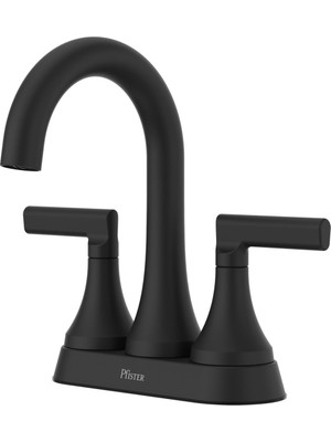 Pfisterer Pfister Vedra Banyo Lavabo Bataryası, 4 Inç Merkez Seti, 2 Kulplu, 3 Delikli, Mat Siyah Kaplama, LF048VEDB