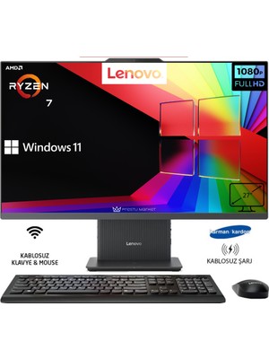 Lenovo ıdeacentre 27ARR9 P4 Ryzen7 7735HS 32GB 512GB SSD Sıyah W11PRO 27" Fhd All In One Bilgisayar