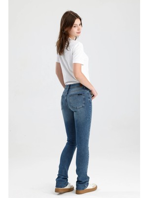 #kadınjean Vintage Renkte Indigo Denim MONICA24 Boot Cut Yumuşak Doğal His Veren Kadın Jean Pantolon