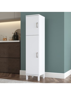 Rani KC115 Banyo Dolabı 2 Kapaklı 4 Raflı Çok Amaçlı Dolap Beyaz