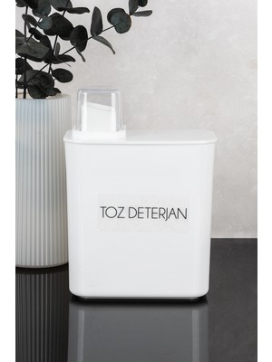 Dolkin Home 1 Adet 2200 ml Kendinden Ölçekli Deterjan Kutusu Seti Toz Deterjan Etiketli Ölçek Kapaklı Deterjanlık