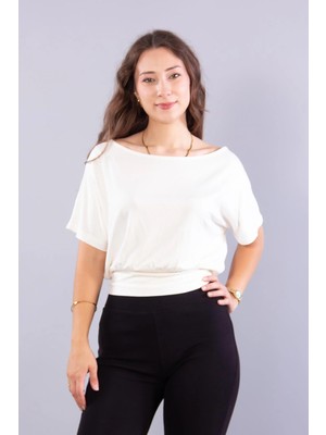 Mckanzie 6982 (N-2802) Kayık Yaka Kısa Kol Turlu Bluz