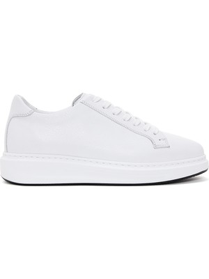 Derimod Erkek Beyaz Bağcıklı Kalın Tabanlı Deri Sneaker WM710005DV