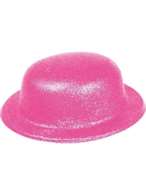 sbodurhome  Pembe Renk Simli Melon Yuvarlak Parti Şapkası 24X26 cm