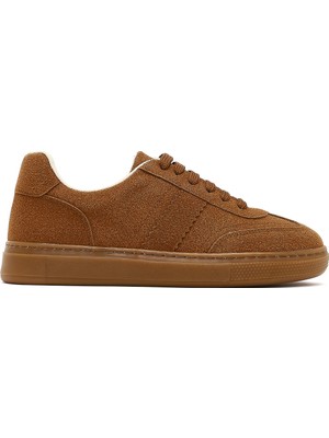 Derimod Kadın Taba Bağcıklı Kalın Tabanlı Süet Sneaker AF168000SS