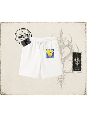 Tarzsokak Unisex Citrus Unisex Şort Beyaz