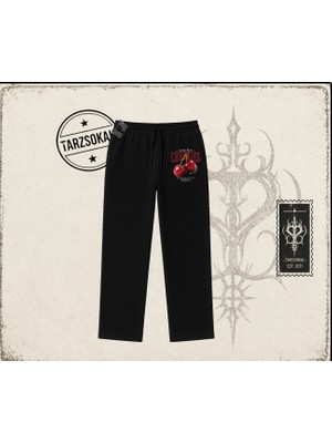 Tarzsokak Unisex Cherries Unisex Baggy Eşofman Altı Beyaz