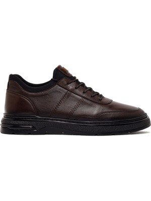 Derimod Erkek Kahverengi Bağcıklı Kalın Tabanlı Deri Sneaker WM700004DV