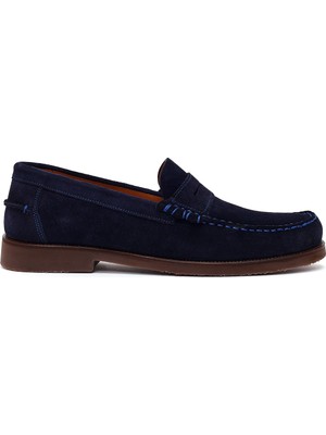 Derimod Erkek Lacivert Süet Deri Casual Loafer 26SFD603310