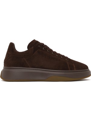 Derimod Erkek Kahverengi Bağcıklı Kalın Tabanlı Süet Deri Sneaker WM660004DS
