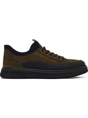 Derimod Erkek Haki Bağcıklı Kalın Tabanlı Nubuk Deri Sneaker WM720006DN