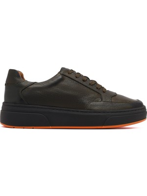 Derimod Erkek Haki Bağcıklı Kalın Tabanlı Deri Sneaker WM740003DV