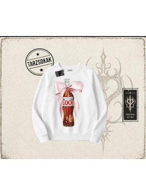 Tarzsokak Unisex Diet Cool Oversize Unisex Bisiklet Yaka Sweatshirt Beyaz