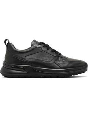 Derimod Erkek Siyah Bağcıklı Kalın Tabanlı Deri Sneaker WM710007DK