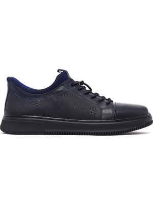 Derimod Erkek Lacivert Bağcıklı Deri Sneaker WM720004DB