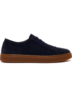Derimod Erkek Lacivert Bağcıklı Süet Deri Sneaker WM680044DS