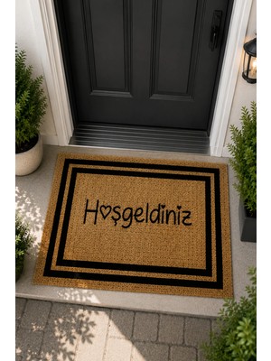 Zeta Halı Hoşgeldiniz Desenli Kapı Önü Halı Paspas