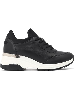 Derimod Kadın Siyah Bağcıklı Dolgu Topuklu Sneaker AF230001SK