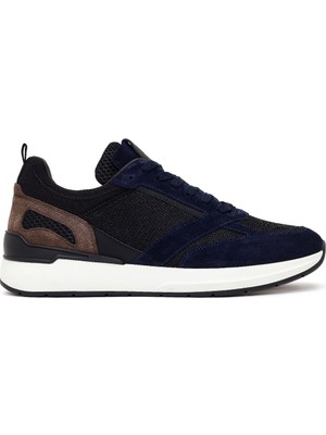 Derimod Erkek Lacivert Bağcıklı Kalın Tabanlı Deri Casual Sneaker WM74001465