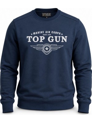 Top Gun Baskılı Sweat Mavı
