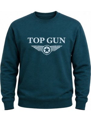 Top Gun Baskılı Sweat Petrol
