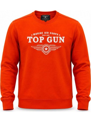 Top Gun Baskılı Sweat Turuncu