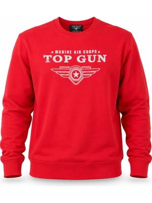 Top Gun Baskılı Sweat Kırmızı