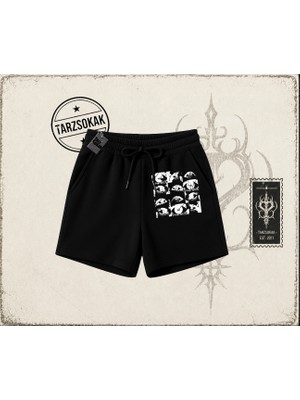 Tarzsokak Unisex Eyes World Wide Unisex Şort Beyaz