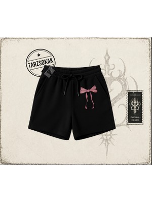Tarzsokak Unisex Fiyonk Kurdele Unisex Şort Beyaz