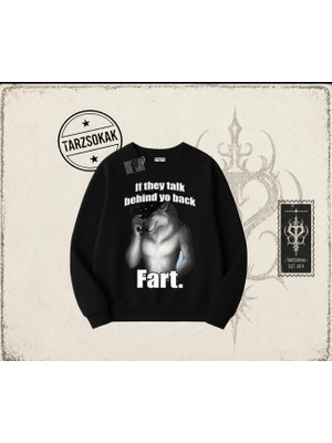 Tarzsokak Unisex Fart Oversize Unisex Bisiklet Yaka Sweatshirt Beyaz