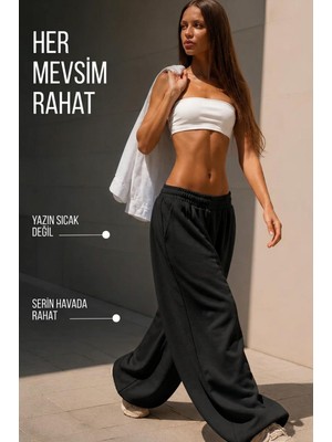 Vladivosto Bol Unisex Yüksek Bel Baggy Oversize Eşofman Altı Ayarlanabilir Stoper Paça