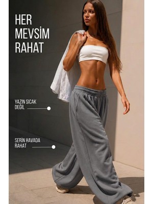 Vladivosto Bol Unisex Yüksek Bel Baggy Oversize Eşofman Altı Ayarlanabilir Stoper Paça
