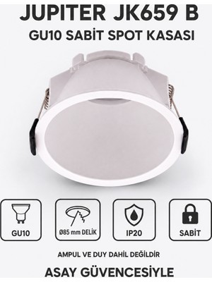 Jupiter JK659 B GU10 Sabit Sıva Altı Spot Kasası