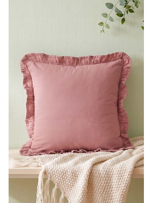 Rose Fırfırlı Dekoratif Kırlent Kılıfı