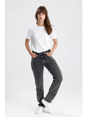 Özel Üretim %100 Pamuk Koyu Indigo Denim Nefes Alabilir Hafif Bol RICKY15 Kadın Jean Pantolon