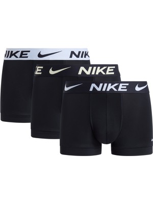 Nike Erkek Marka Logolu Elastik Bantlı Günlük Kullanıma Uygun Siyah-Siyah-Beyaz Boxer