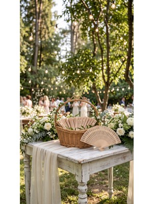 Lora Wedding Kişiye Özel Ahşap Nikah Şekeri Alternatifi Yelpaze - Kalıcı Davet Hatırası | 25 Adet | 25012-2