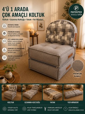 Pufymax Comfy Plus Oval Yeni Nesil Bohem Tekli Koltuk,yataklı Katlanır Berjer,yer Yatağı, Modüler Yapı 75X75|90 cm Gri