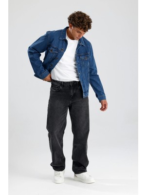 Özel Üretim Orta Koyu Indigo Denim Trucker Zarif Rahat Konforlu TOM32 Erkek Jean Ceket