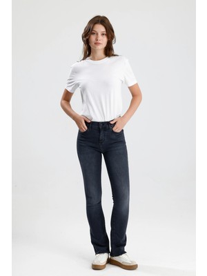 Yeni Sezon Boot Fit Kesim MONICA24 Gri Denim Yumuşak Doku Sade Şık Kadın Jean Pantolon