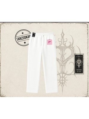 Tarzsokak Unisex Gang Gang Unisex Baggy Eşofman Altı Beyaz