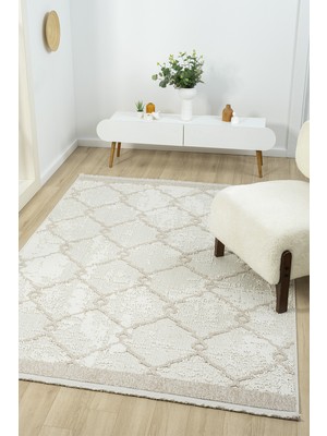 Vitali Home Viola Beyaz Bej Salon Oturma Odası Çocuk Odası Yatak Odası Halısı VIO302